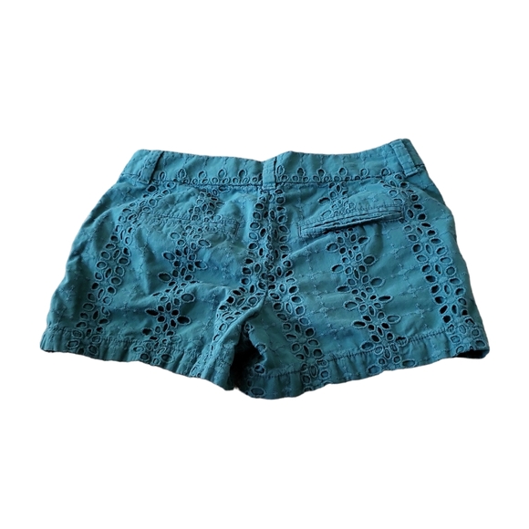 GUC LOFT women's 100% cotton lace deco shorts, 00, green - Picture 2 of 5